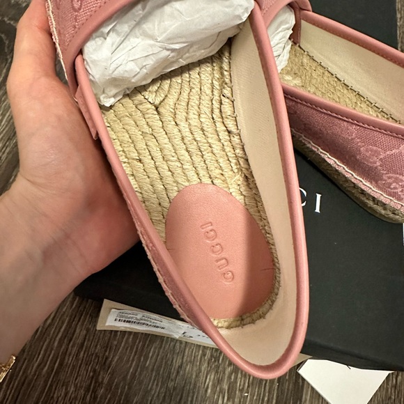 Gucci GG Canvas & Leather Espadrilles Women's Pink EU 37.5 - Picture 6 of 11